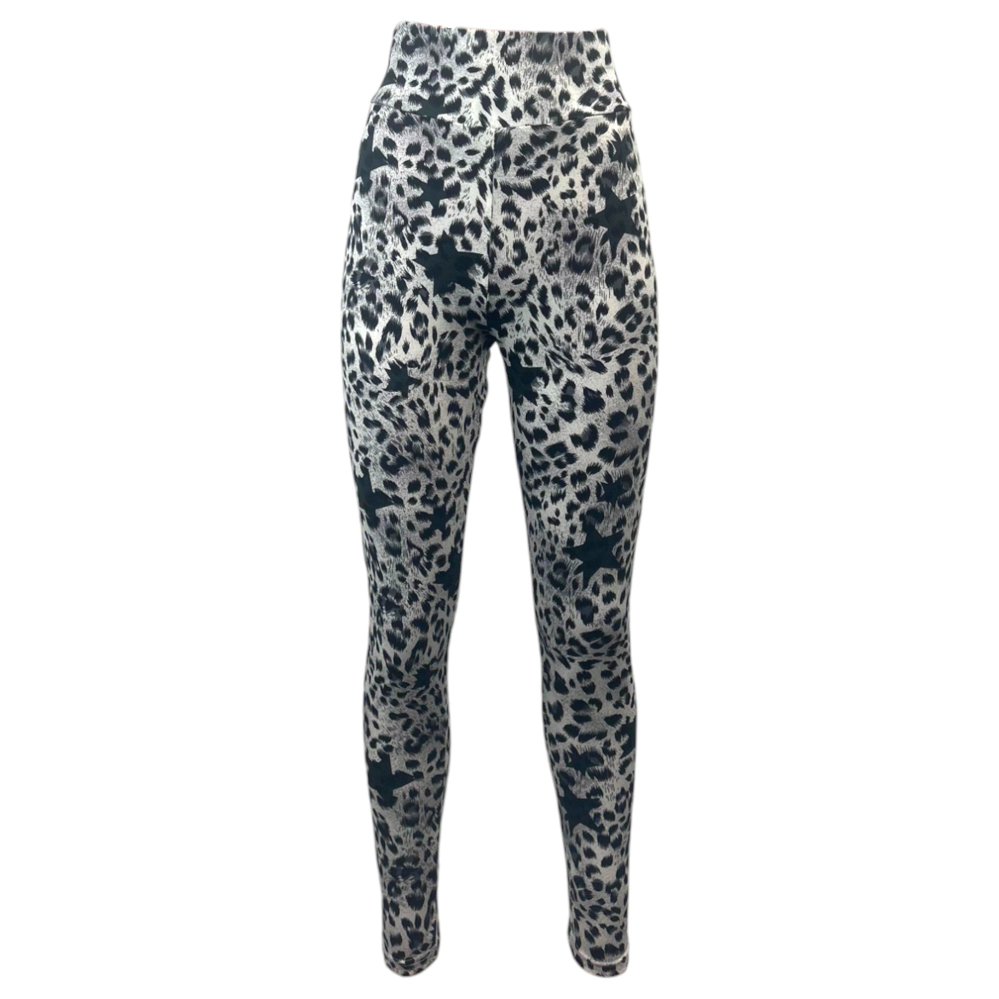 Women's high-waisted leopard print leggings in black – stretchy gym or casual wear